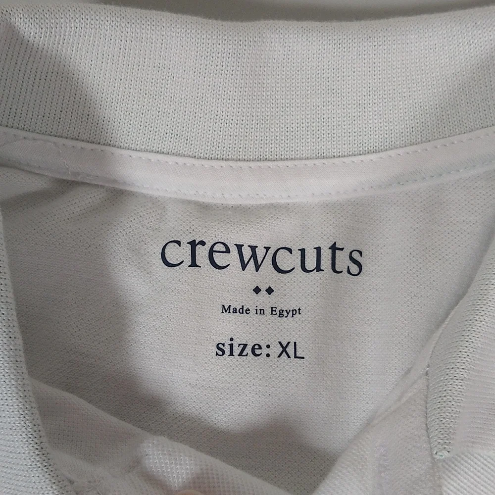 NWT‎ J. Crew Crewcuts boys white polo shirt green collar trim XL
